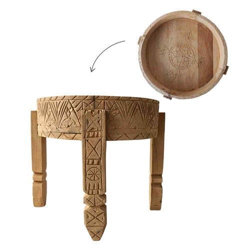 NOA MAY Bijzettafel Souk - naturel - hout - Ø 60 x h 46 cm