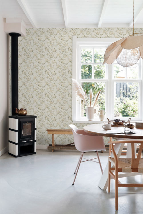 ESTAhome behang vintage bloemen lichtblauw en groen - 50 x 900 cm - 132208