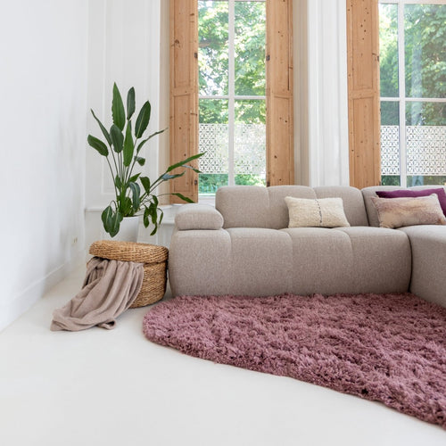 Organisch hoogpolig vloerkleed Pilo Darkpink Polyester Interieur05