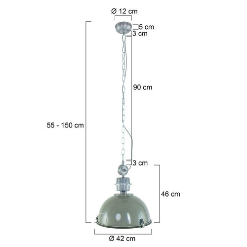 Steinhauer hanglamp industrieel - 1 lichts - 42x 145 cm - groen - vtwonen shop