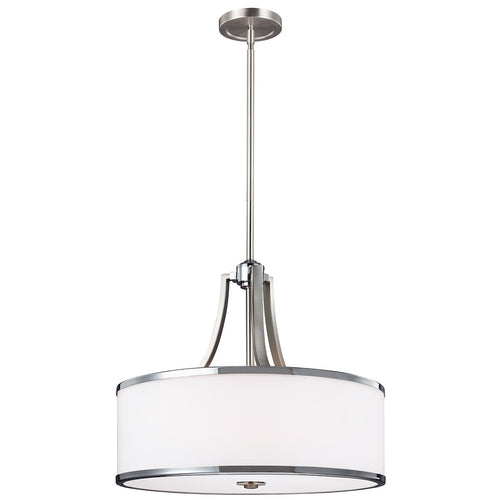 Elstead Prospect Park - Hanglamp Rond 4 Lichten Satijnnikkel, Chroom, E27