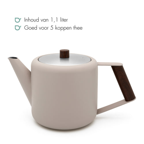 Bredemeijer - Dubbelwandige theepot Duet Design Boston - 1,1 liter - RVS - Zand