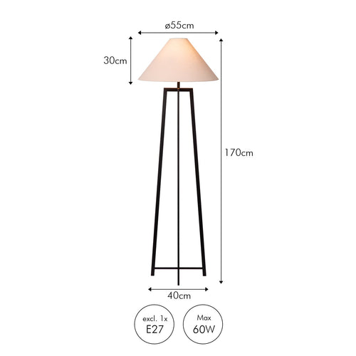Atmooz vloerlamp Leoni - zwart - Ø 55 x H 170 cm - E27