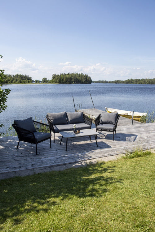 Nest outdoor Emil 4 delige tuin loungeset donkergrijs - met zitkussens - vtwonen shop