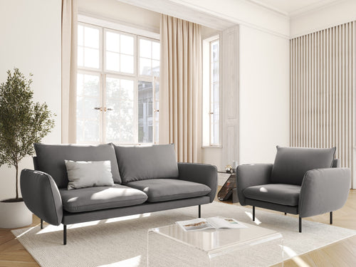 Cosmopolitan Design Bank Vienna 2-zits, flueel, lichtgrijs - 92x160x95cm