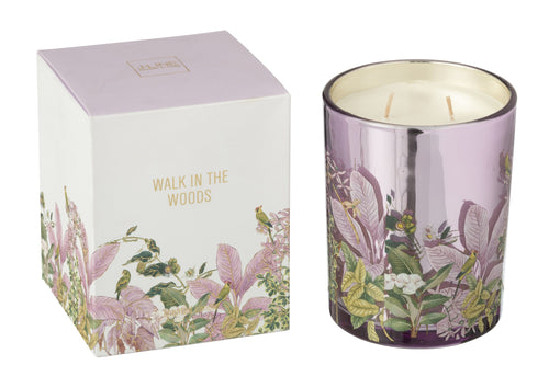 J-Line geurkaars Walk In The Woods - Mimosa & Rose - glas - roze - large - 55U