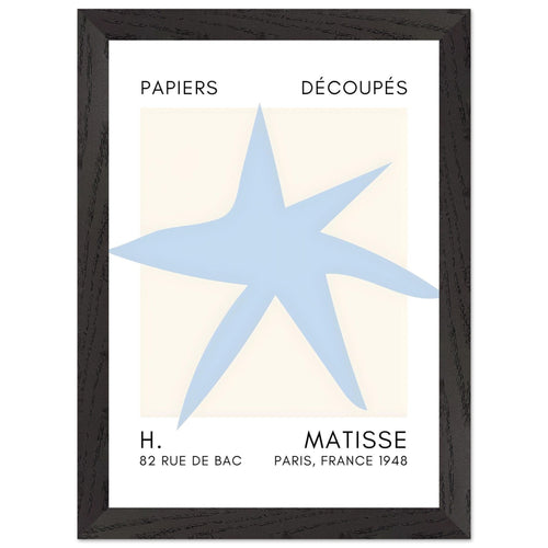 Artfulprints Poster met Lijst Matisse – Star of the sea light blue   - A4 21x29.7 cm - Blauw