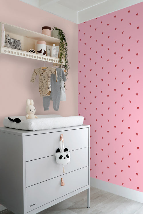 ESTAhome behang hartjes roze en rood - 50 x 900 cm - 131631 - vtwonen shop