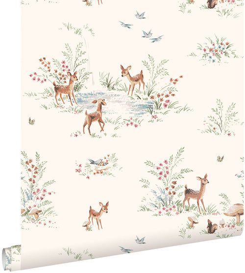 ESTAhome behang hertjes licht crème beige - 50 x 900 cm - 131428