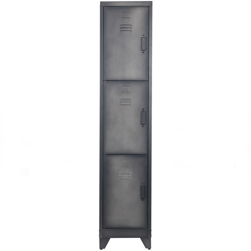 WOOOD lockerkast 3-deurs Cas - Metaal - Zwart - 180x38x45,5 - vtwonen shop