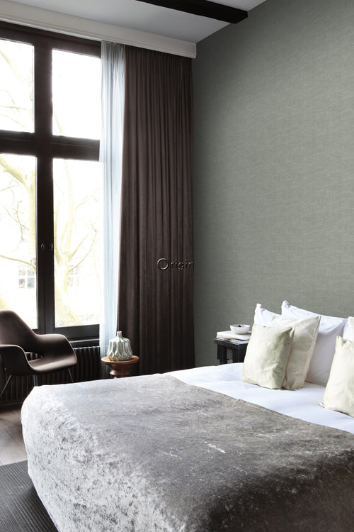 Origin Wallcoverings behang linnenstructuur vergrijsd groen - 0,53 x 10,05 m - 347634 - vtwonen shop