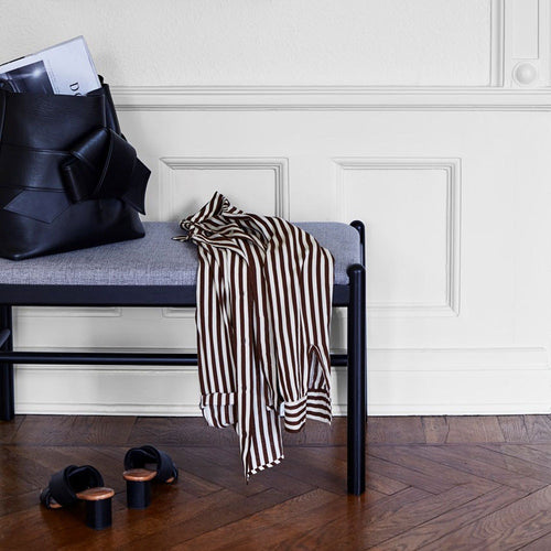 Rowico Home Milford eikenhouten bankje zwart - met zitkussen - 80 x 46 cm