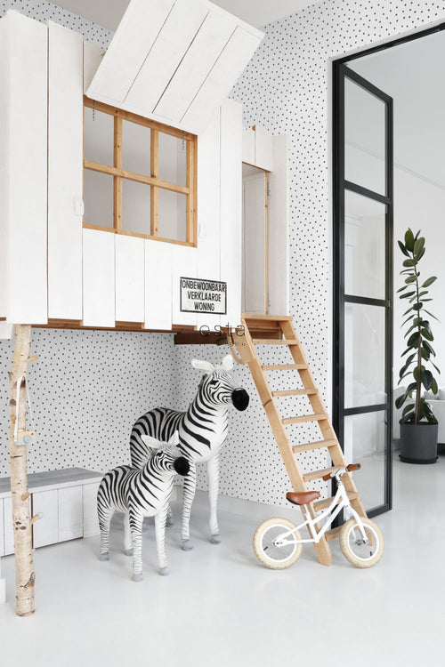 ESTAhome behang stippen zwart en wit - 53 cm x 10.05 m - 138934