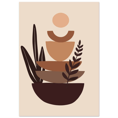 Artfulprints Poster met Lijst Boho – Balanced earth   - A4 21x29.7 cm - Bruin