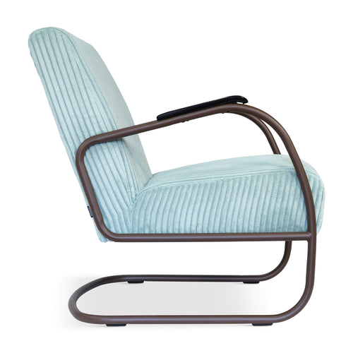 Spinder Design Retro Fauteuil - Brede ribstof - Chocolate Brown/Hazy Blue