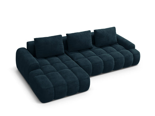 Cosmopolitan Design Uitklapbare hoekbank links met opbergdoos Linz 3-zits, flueel diepe olie - 142x275x84cm