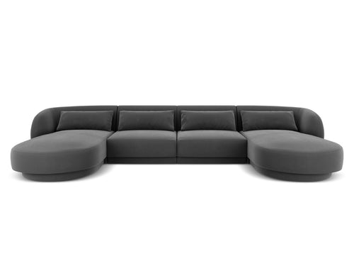 Cosmopolitan Design Panoramische bank Tulum 5-zits, flueel, grijs - 156x330x70cm