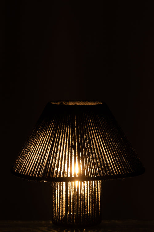 J-Line lamp - metaal/katoen - zwart - LED lichtjes