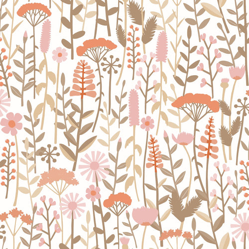 ESTAhome behang veldbloemen terracotta en roze - 50 x 900 cm - 131552 - vtwonen shop