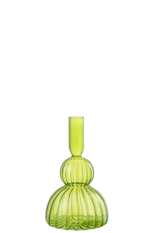 J-Line vaas Juliette - glas - groen - 19 cm hoog