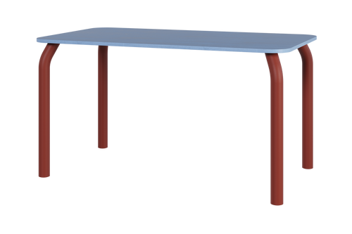 noo.ma Meko eettafel 140 x 80 cm - houten blad, Frosty Blue & Auburn Red