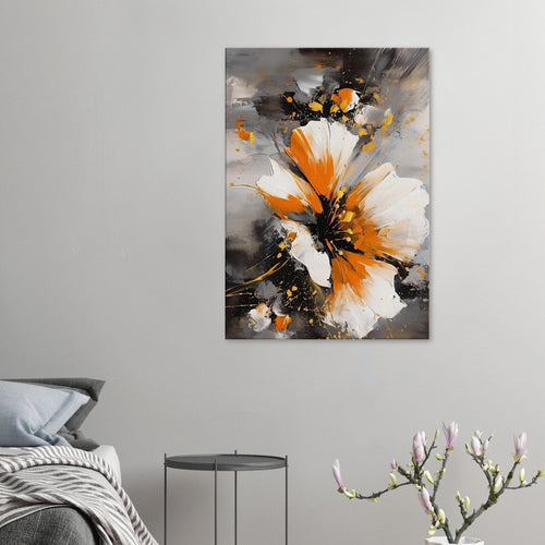 Artfulprints Canvas Abstract floral expression canvas - 50x70 cm - Oranje