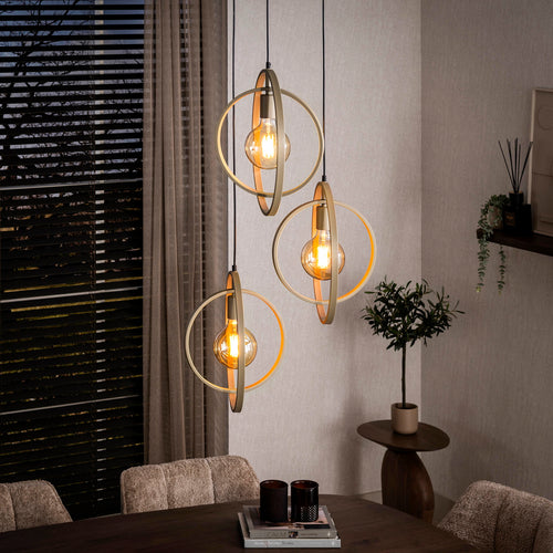 Giga Living Hanglamp Turn Around - Beige Metaal - Ø40x150cm