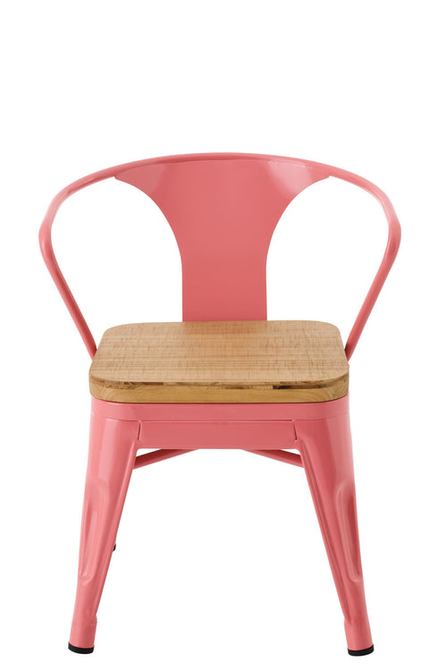 J-Line kinderstoel Evi - ijzer - donkerroze - 2 stuks