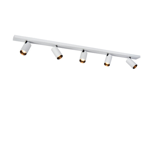 Atmooz plafondlamp Era 5 - wit - zwart binnenin - 120 x 7 x H 10 cm - GU10
