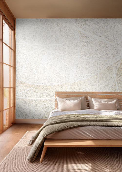 Sanders & Sanders fotobehang bladeren beige en wit - 375 x 270 cm - 600970