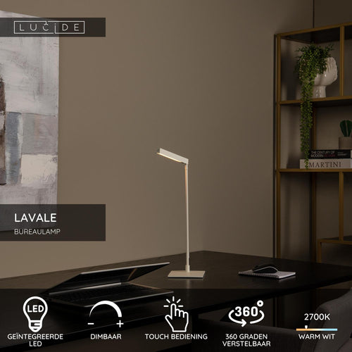 Lucide bureaulamp LAVALE - Geïntegreerde LED - Wit