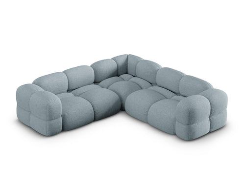 Cosmopolitan Design Symmetrische hoekbank Loretto 4-zits, structurele stof pastelblauw - 250x250x68cm