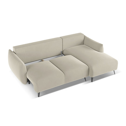 LaMiaSofa hoekbank rechts Genova - velours - parel - 242x162x86