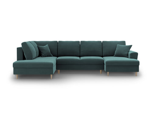 Cosmopolitan Design Links panoramische slaapbank met opbergdoos Kyoto 7-zits, flueel olie - 194x313x88cm