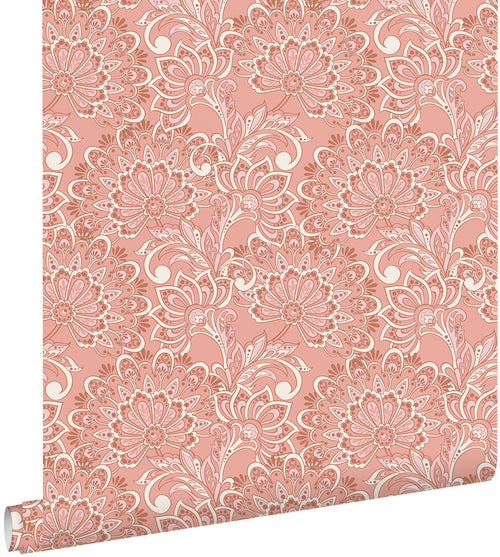 ESTAhome behang vintage bloemen terracotta roze - 50 x 900 cm - 131086 - vtwonen shop
