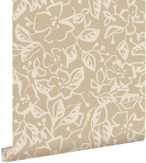 ESTAhome behang bladeren en bloemen beige - 50 x 900 cm - 131376 - vtwonen shop