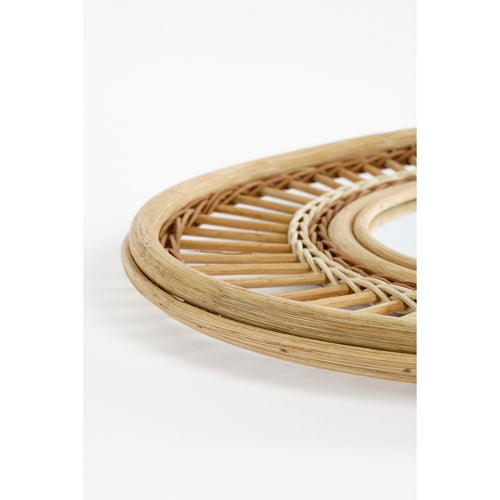 Mica Decorations Oval Wandspiegel - L59 x B40 x H3 cm - Rotan - Lichtbruin