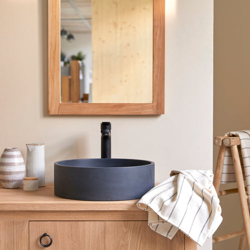 Tikamoon Ronde waskom in zwart terrazzo ∅ 39 cm - Zwart
