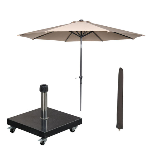 Garden Impressions stokparasol Lotus taupe Ø300 cm met Eureka voet en hoes