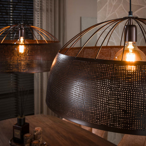 Giga Meubel Hanglamp Screen - Koper Metaal - 2-Lichts Designlamp - Ø60cm