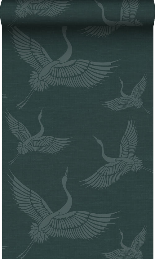 Origin Wallcoverings behang kraanvogels petrolblauw - 0,53 x 10,05 m - 347759 - vtwonen shop