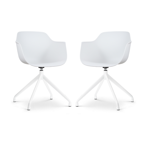 Nolon Nola-Puk Draaibare Eetkamerstoelen Wit - Wit Onderstel - 2x - vtwonen shop