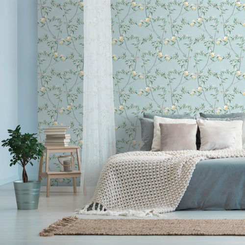Sanders & Sanders behang bloemen lichtblauw - 53 cm x 10 m - 640162