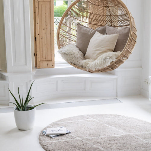 Interieur05 Berber Rond vloerkleed hoogpolig Grijs/Beige/Zand/Cream - scandinavisch - nea - 120 x 120 cm - vtwonen shop