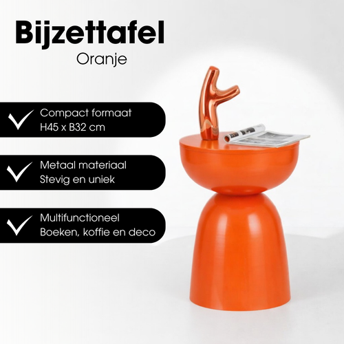 Mica Decorations Elliot Bijzettafel - Bijzettafel Rond H45 x Ø32 cm - Bijzettafeltje voor Woonkamer of Slaapkamer - Ideaal als Plantentafeltje - IJzer