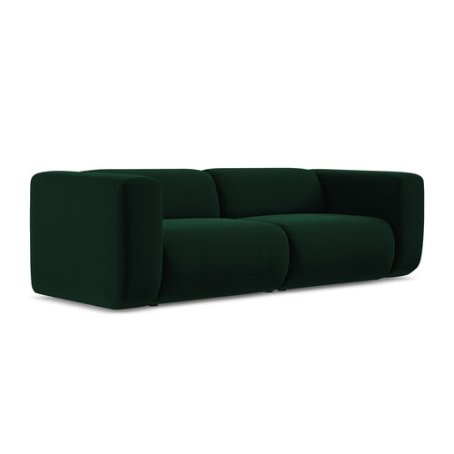 LaMiaSofa 3-zits bank Bari - velours - flessengroen - 228x89x70