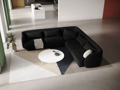 Cosmopolitan Design Symmetrische hoekbank Tulum 5-zits, flueel, zwart - 255x255x70cm