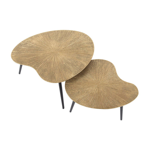 Giga Meubel Salontafel Ray Metal - Niervormig - Brons Metaal - Set van 2