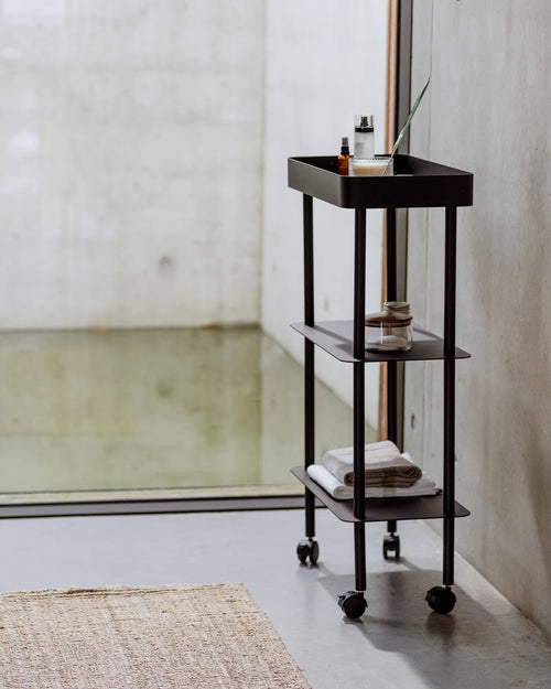 noo.ma Nolle Console 3-tier - compacte metalen sidetable, Vulcano Black