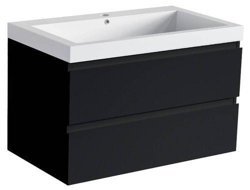 LOMAZOO badkamermeubel Monaco - zwevend - wit - mat zwart - 80 cm